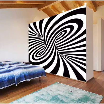 Black & White Spiral Illusion 3D Mural - Wallpaper Pavillion